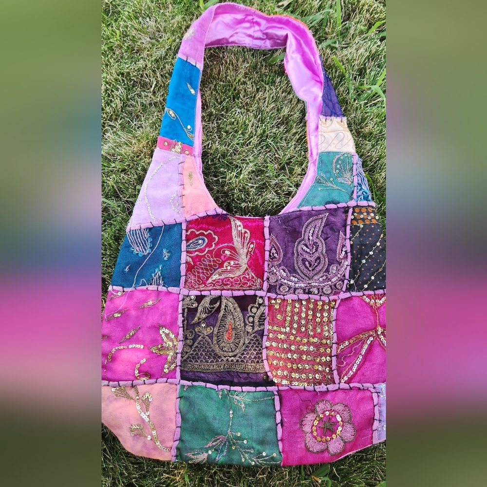 Unique Patchwork Fairycore Lavender Shoulder Bag - image 1